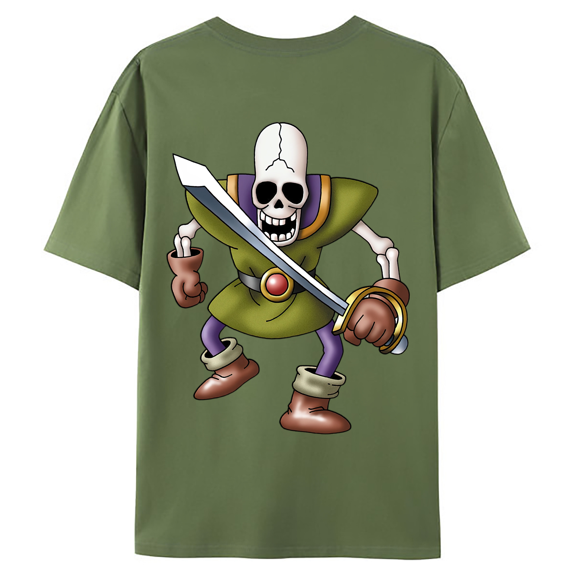 （画像用） ドラゴンクエスト Doragon Kuesuto Dragon Quest 綿100％ メンズ半袖Tシャツ（バックプリント） 通気性